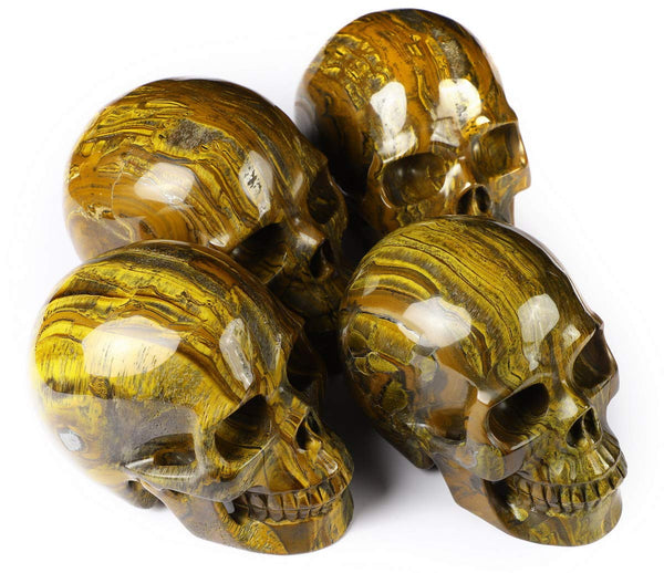 Tiger Iron Eye Crystal Skull Sculpture – 5 Inch Hand Carved Gemstone