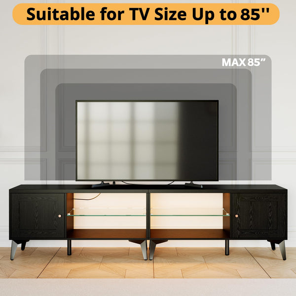 80 Inch 2-in-1 TV Stand for 85 Inch TVs with LED Lights & Charging Station