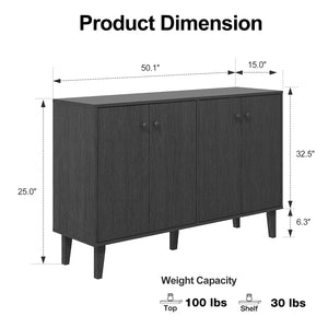 4-Door Wood Sideboard Buffet Cabinet