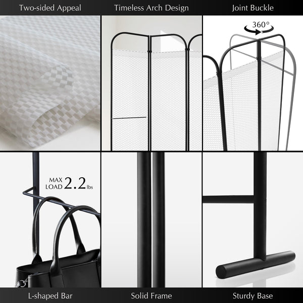 4-Panel Freestanding Room Divider with 3D Fabric Panels