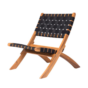 Acacia Wood Folding Chair with Woven Webbing Seat