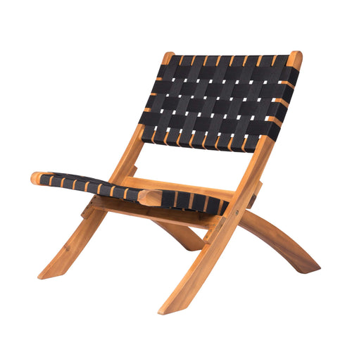 Acacia Wood Folding Chair with Woven Webbing Seat