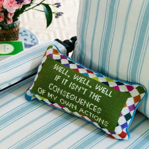 Needlepoint Decorative Throw Pillow – Well Well Well