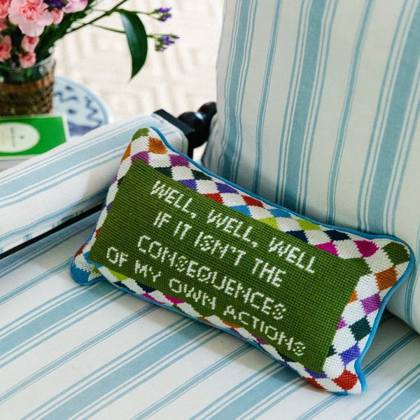Needlepoint Decorative Throw Pillow – Well Well Well