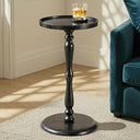 Round Side Table with Tray Top & Pedestal Base