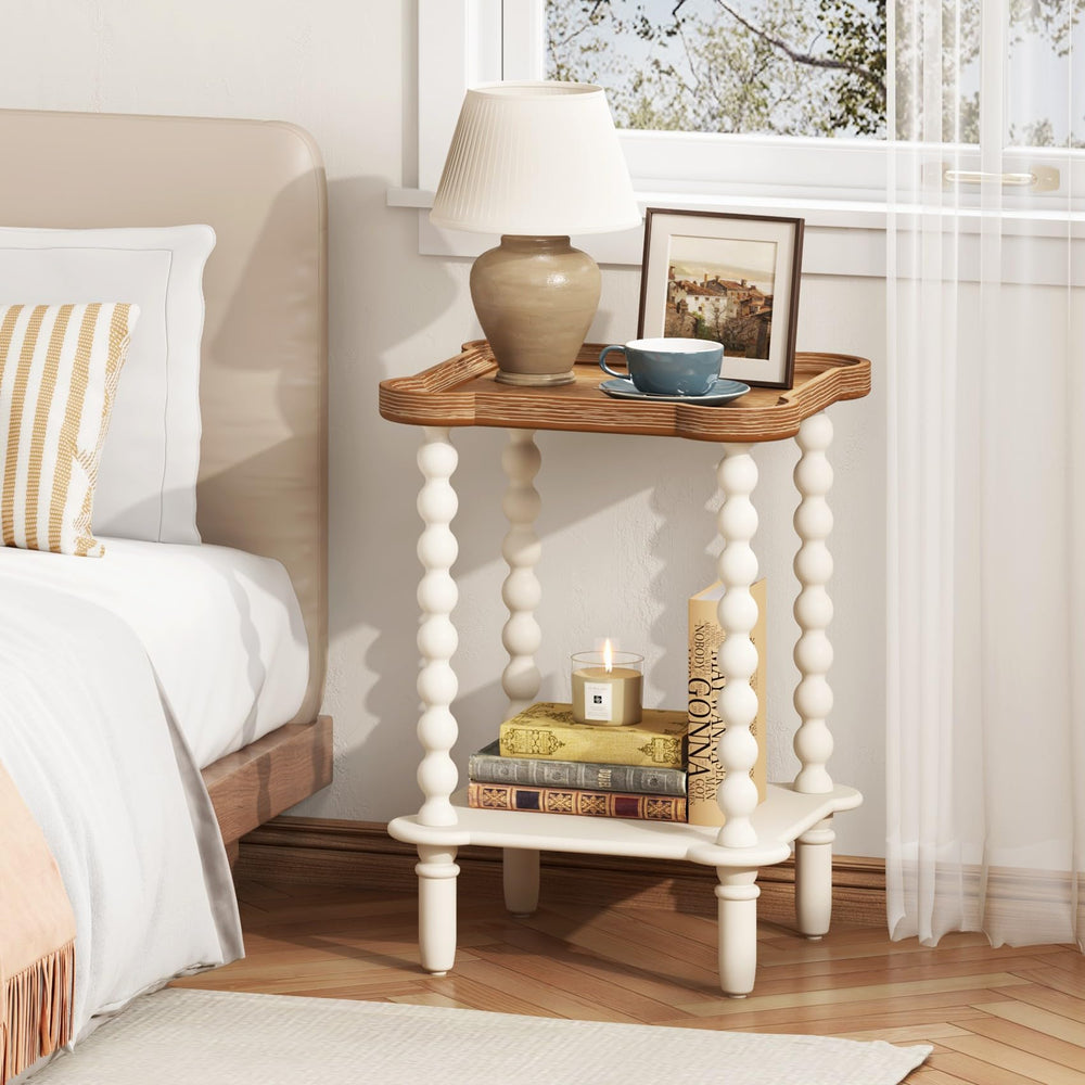 2-Tier Farmhouse End Table with Open Shelf