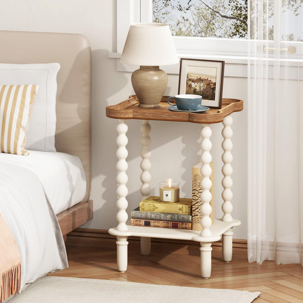 2-Tier Farmhouse End Table with Open Shelf