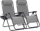 Oversized Zero Gravity Lounge Chairs Set of 2 with Pillows & Cup Holder Trays