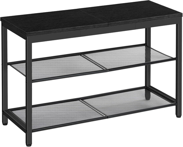 3-Tier Shoe Bench with Mesh Shelves