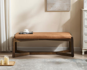 Upholstered Entryway & Bedroom Bench with Y-Leg Wood Frame