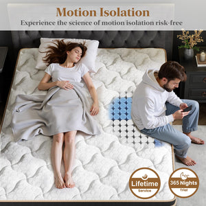 Queen Mattress 10 Inch Firm Hybrid with Pocket Springs