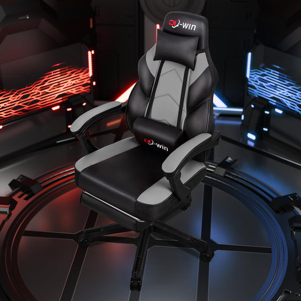 Big & Tall Gaming Chair with Footrest, Massage Lumbar Support & 360° Swivel