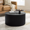 Fluted Round Coffee Table with Lift-Top Storage