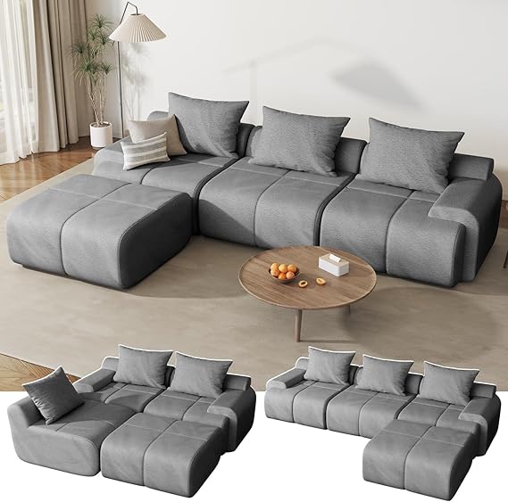 114" Modular Sectional Sofa with Ottoman