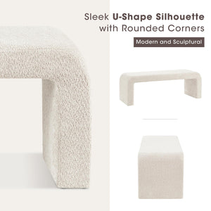 Bouclé Upholstered Accent Bench with Under-Storage – 42" Modern Entryway & Bedroom Bench