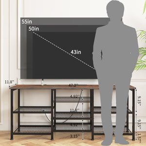 55-Inch TV Stand with Charging Station and LED Lights