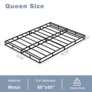 5-Inch Low Profile Box Spring with Fabric Cover & Heavy Duty Metal Frame