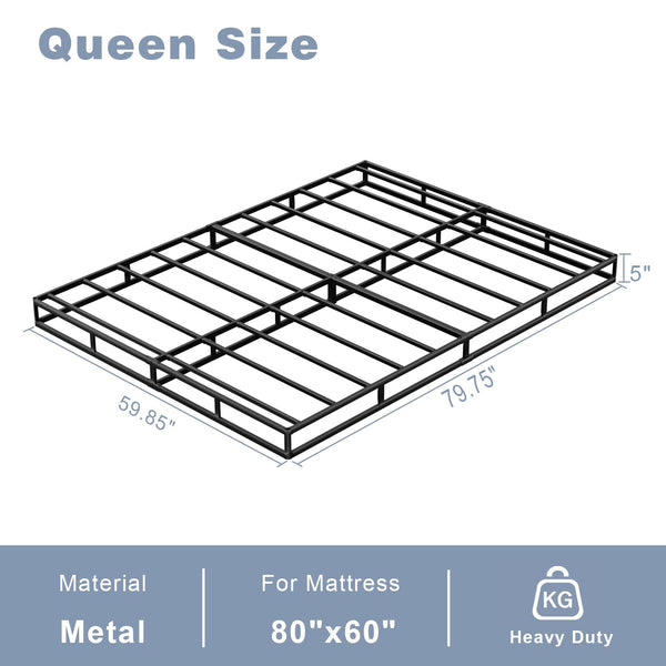 5-Inch Low Profile Box Spring with Fabric Cover & Heavy Duty Metal Frame