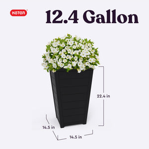 Set of 2 Tall Resin Tapered Planters 22-Inch
