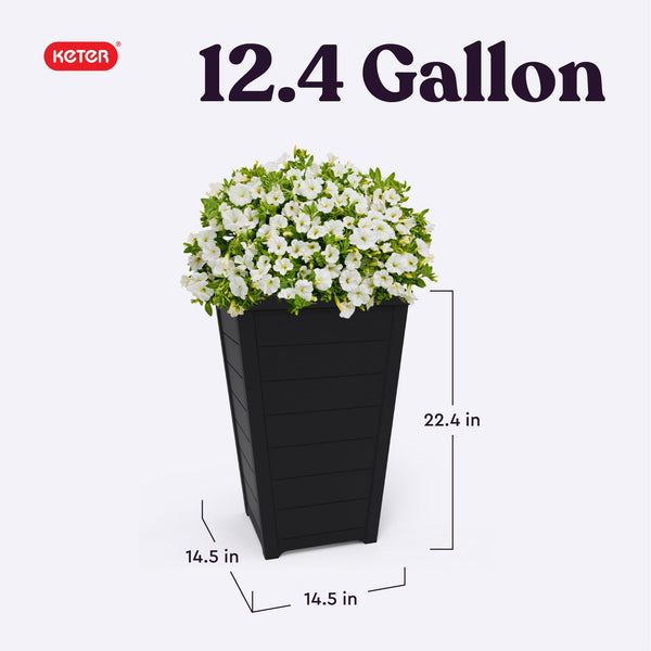 Set of 2 Tall Resin Tapered Planters 22-Inch