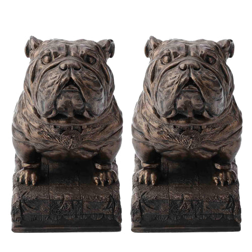 British Bulldog Bookends – Hand Painted Bronze Resin