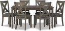7-Piece Farmhouse Dining Table Set with 6 Upholstered Chairs