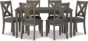 7-Piece Dining Table Set with 6 Upholstered Chairs
