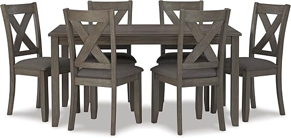 7-Piece Dining Table Set with 6 Upholstered Chairs