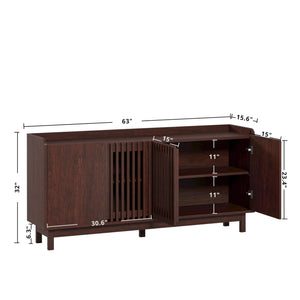 63-Inch Buffet Cabinet with Grille Doors and Adjustable Shelves