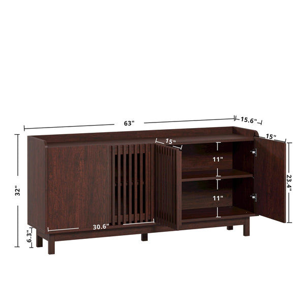 63-Inch Buffet Cabinet with Grille Doors and Adjustable Shelves