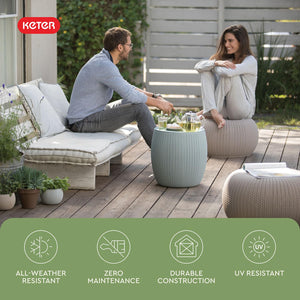 Outdoor Pouf Ottoman Set with Storage Table