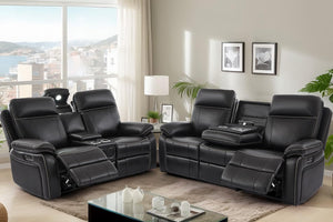 Power Reclining Sofa with Fold-Down Table & Charging Station