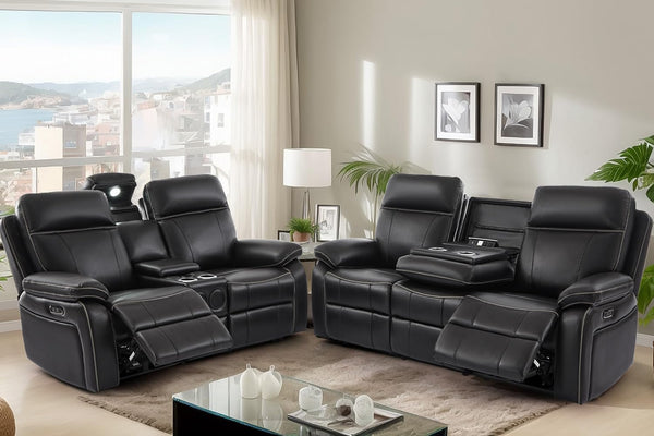 Power Reclining Sofa with Fold-Down Table & Charging Station