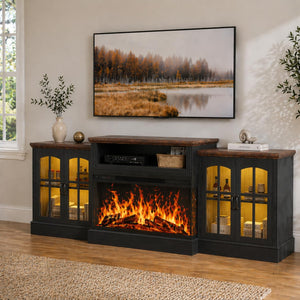 97" Fireplace TV Stand with 36" 3-Sided Glass Electric Fireplace – Fits TVs Up to 100"