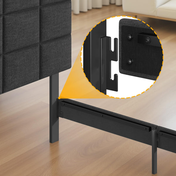 Platform Bed Frame with Adjustable Upholstered Headboard