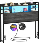 Storage Headboard with LED Light, Power Outlets & USB Ports