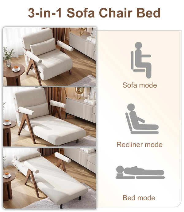Convertible Sleeper Chair Sofa Bed – 3-in-1 Adjustable Backrest