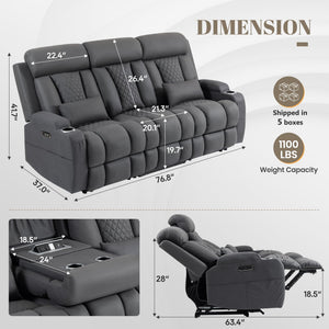 Zero Wall Hugger Power Reclining Sofa Set with Adjustable Headrest