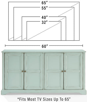 Sideboard Buffet Cabinet with Storage — Distressed Seafoam Blue