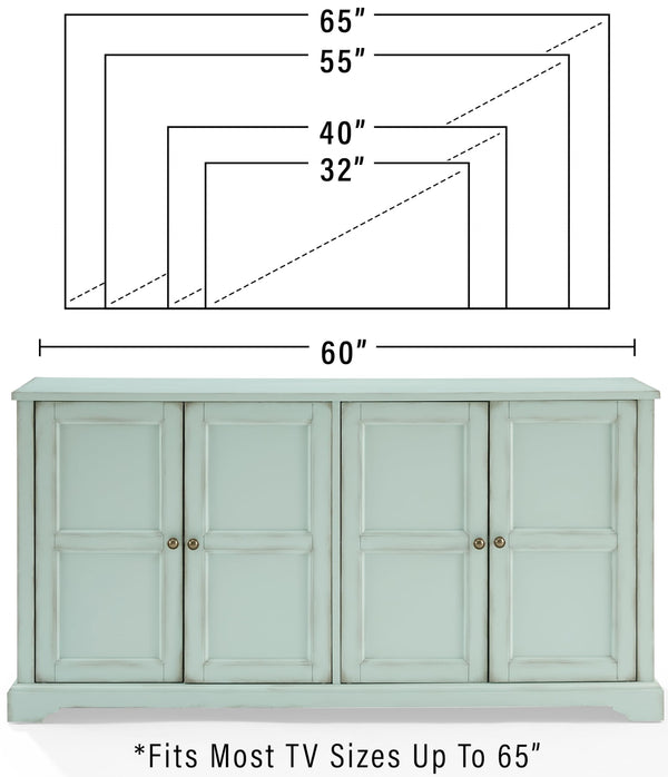 Sideboard Buffet Cabinet with Storage — Distressed Seafoam Blue