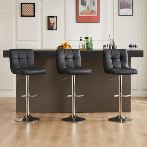 Counter Height Bar Stools with Metal Base & PU Leather Seat