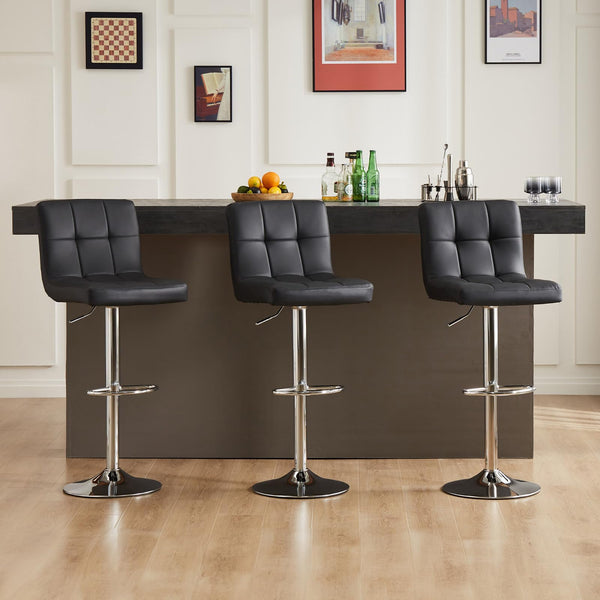 Counter Height Bar Stools with Metal Base & PU Leather Seat