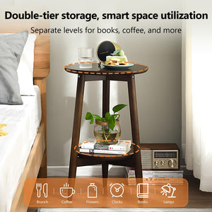 Two-Tier Solid Wood Side Table