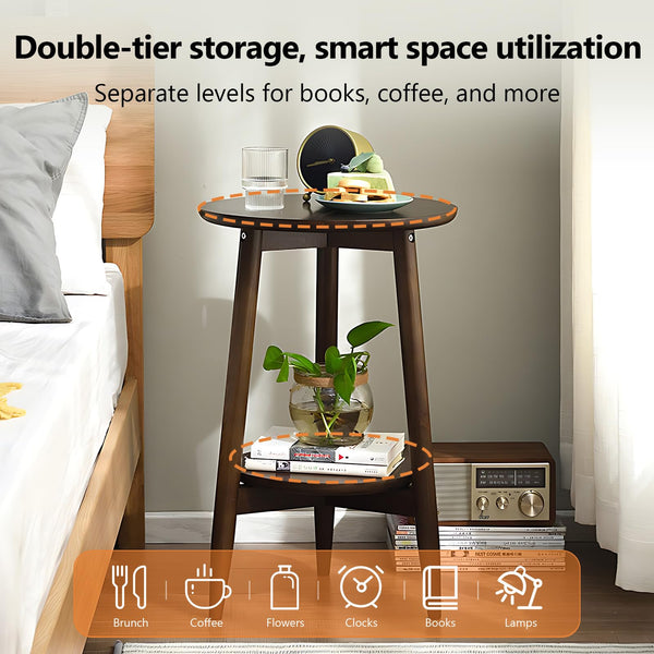 Two-Tier Solid Wood Side Table