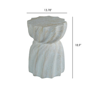 Sculptural MgO Outdoor Side Table with Faux Travertine Texture