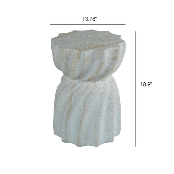 Sculptural MgO Outdoor Side Table with Faux Travertine Texture