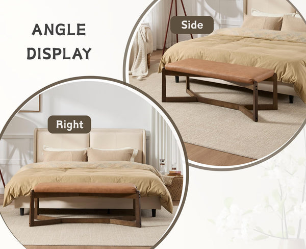 Upholstered Entryway & Bedroom Bench with Y-Leg Wood Frame