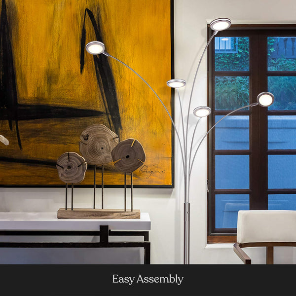 5-Head Arc Floor Lamp with Adjustable Arms