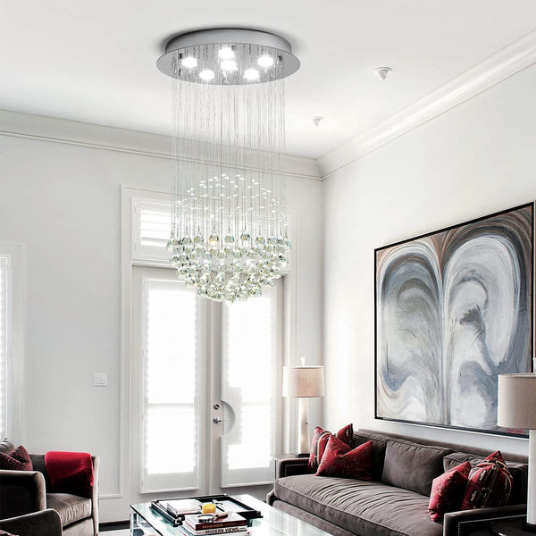 K9 Crystal Raindrop Chandelier – Modern LED Ceiling Light