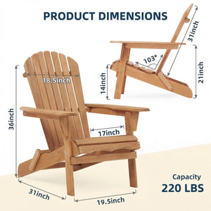 Folding Solid Wood Adirondack Chair with Pre-Assembled Backrest